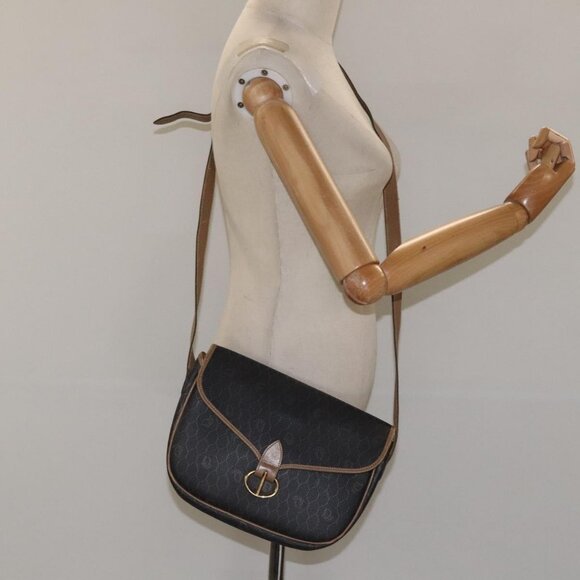 Christian Dior Honeycomb Canvas Shoulder Bag PVC Black Brown gold Auth bs23494 - Picture 14 of 16